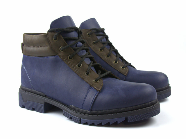 Синие ботинки зимние мужские кожаные на антискользящей подошве Rosso Avangard Bridge Ultimate Blu Leather