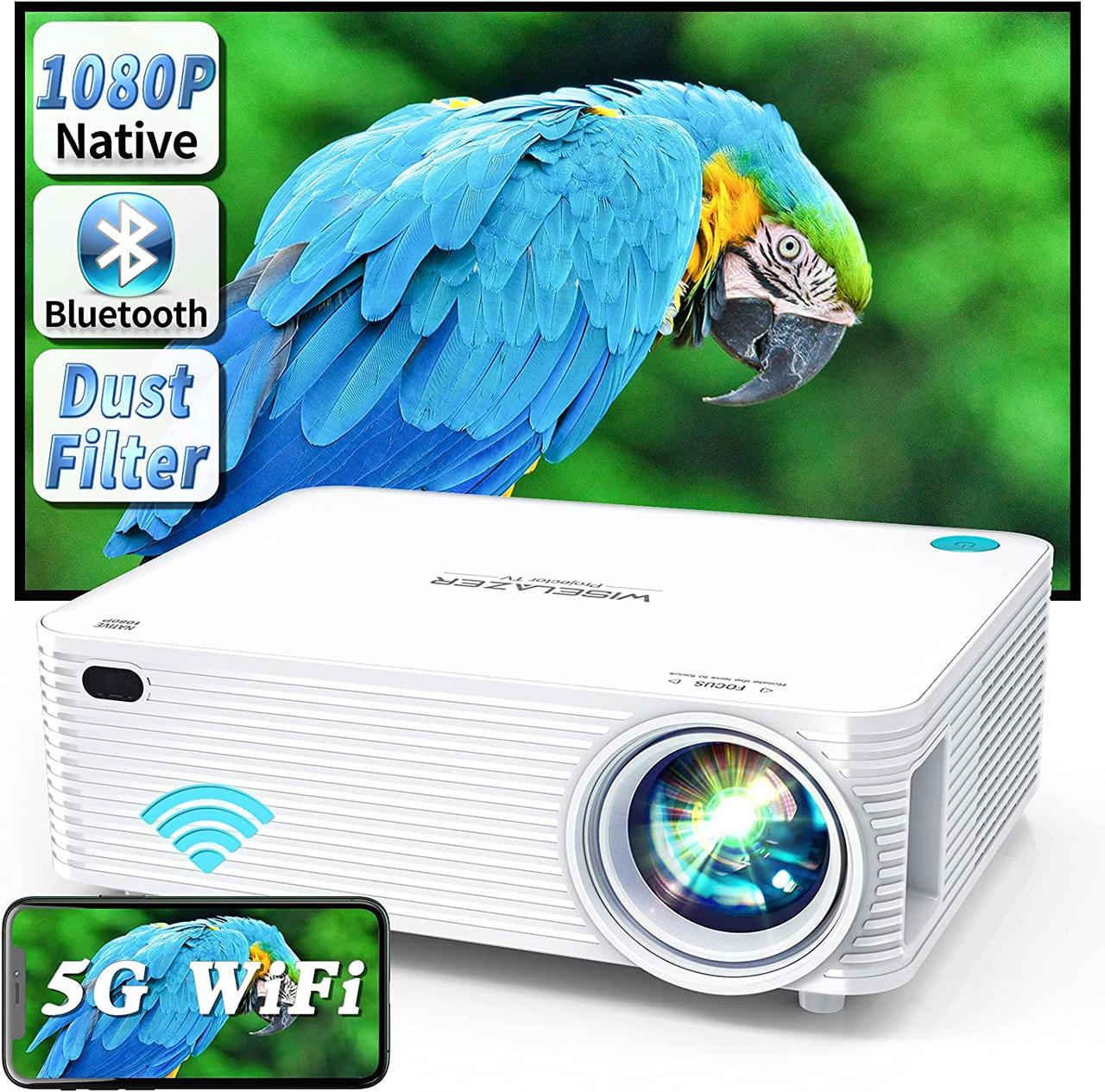 Прожектор WISELAZER Native 1080P Ultra HD 4k та Zoom/300-дюймовий пилозахисний домашній кінотеатр HiFi
