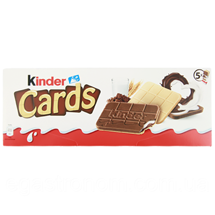 Печиво картки Кіндер Kinder card 128g 20шт/ящ (Код: 00-00013311)