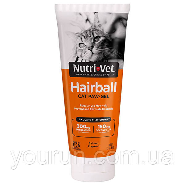 Nutri-Vet Hairball Salmon flavor ВИВЕДЕННЯ ШЕРСТІ ГЕЛЬ З ЛОСОСЕМ вітамінна добавка для кішок, гель, 89 мл