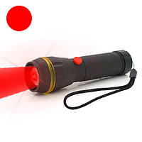 Фонарь ручной с красным светом 7083-R (3xAAA) + батарейки в подарок, с фокусировкой