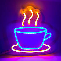 Вывеска из светодиодного неона "Чашка кофе" 200х215 мм