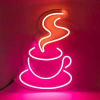 Вывеска из светодиодного неона "Чашка кофе" 265х370 мм