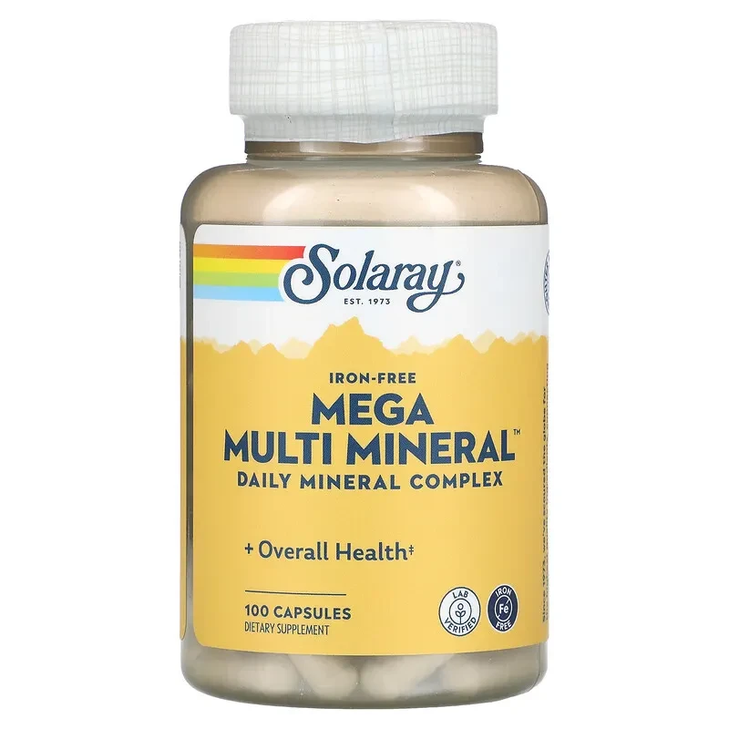 Соларай, Mega Multi Mineral, мультимінерали, без заліза в складі, 100 капсул