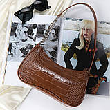 Жіноча сумка багет рептилія 047 коричнева, фото 3
