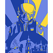 Картина за номерами Strateg ПРЕМІУМ Привид Києва з лаком і рівнем 30х40 см (SS-6564)