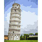 Картина за номерами Strateg ПРЕМІУМ Пізанська вежа з лаком і рівнем 30х40 см (SS-6608)