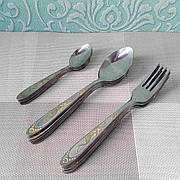 Набір столових предметів 18 шт., набір столового приладдя. Столовий набір ложки, виделки, чайні ложки.
