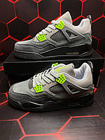 Кроссовки мужские Nike Air Jordan Retro 4 SE Neon Найк аир джордан, джорданы, кожа