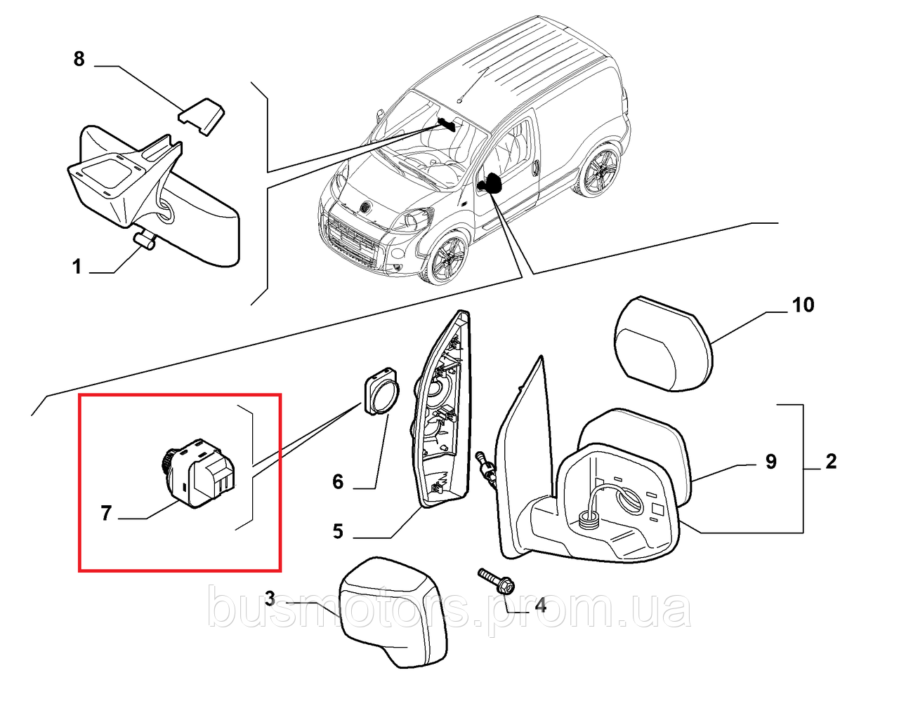 Кнопка Регулировки Зеркал Джойстик Peugeot Bipper 2008 735511514