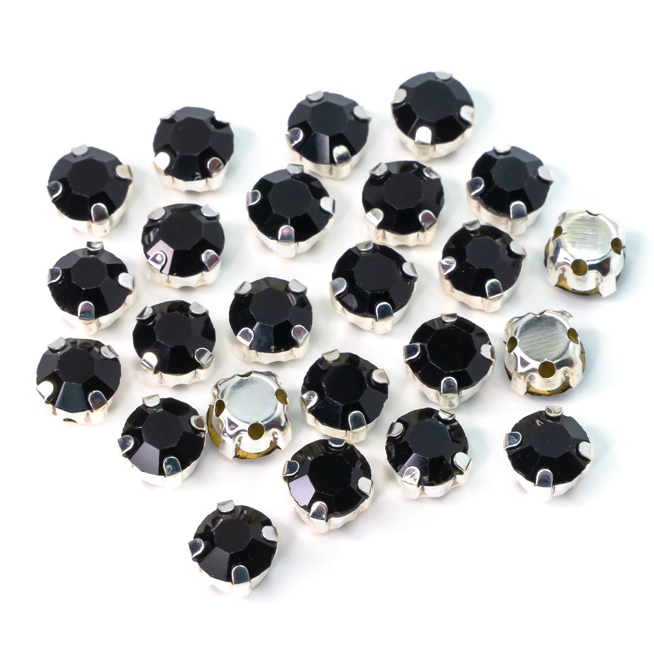 Стрази в оправі пришивні Круг 4 мм Чорний 60 шт., фото 1