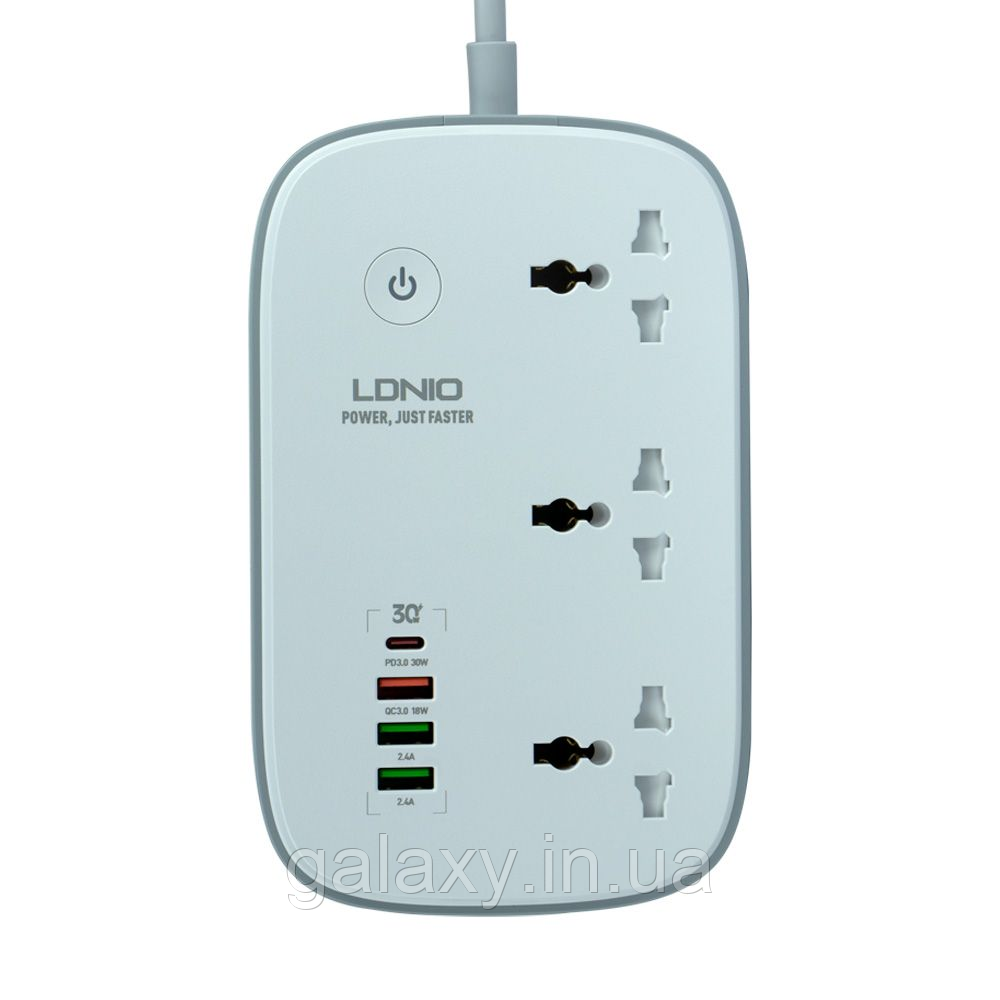 Подовжувач LDNIO з Wi-Fi 3 розетки + 3xUSB + Type-C PD/QC мережевий фільтр 2 м SCW3451 білий