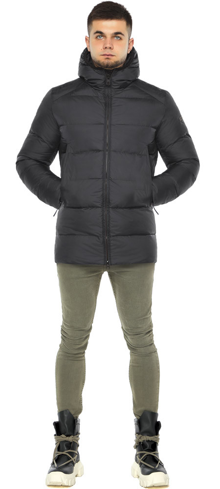 Коротка чоловіча зимова графітова куртка модель 37055