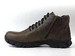 Коричневі зимові шкіряні черевики на хутрі Чоловіче взуття на змійці та шнурках Rosso Avangard North Lion Brown, фото 2