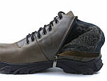 Коричневі зимові шкіряні черевики на хутрі Чоловіче взуття на змійці та шнурках Rosso Avangard North Lion Brown, фото 3