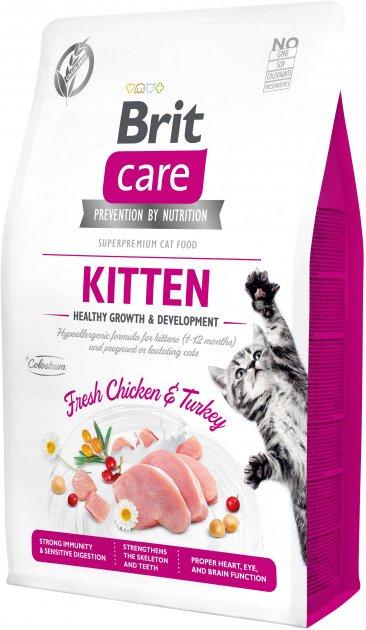 Сухой корм для котят Brit Care Cat GF Kitten Growth & Developmen с курицей и индейкой 2 кг - фото 1 - id-p1738166293