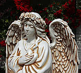 Садова фігура Ангел із серцем 76х60х60 см крем, фото 6