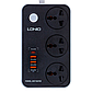 Мережевий фільтр LDNIO 2500Вт з швидкой зарядкой 3 розетки 3USB Type-C PD/QC подовжувач 2м SC3412, фото 3