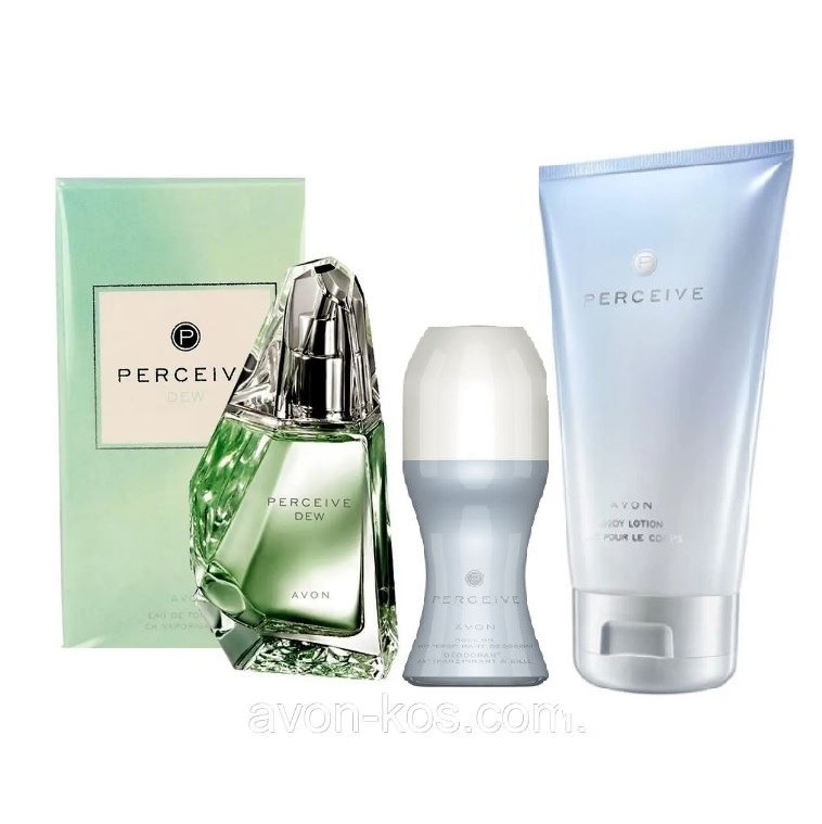 Подарунковий парфумерний набір Avon Perceive Dew для жінок 3 в 1