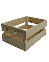 Флористический ящик деревянный с ручками-веревками 23х16,5см