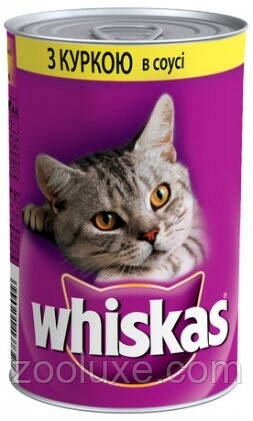Whiskas з куркою в соусі 400 г консерви для кішок у банках Віскос