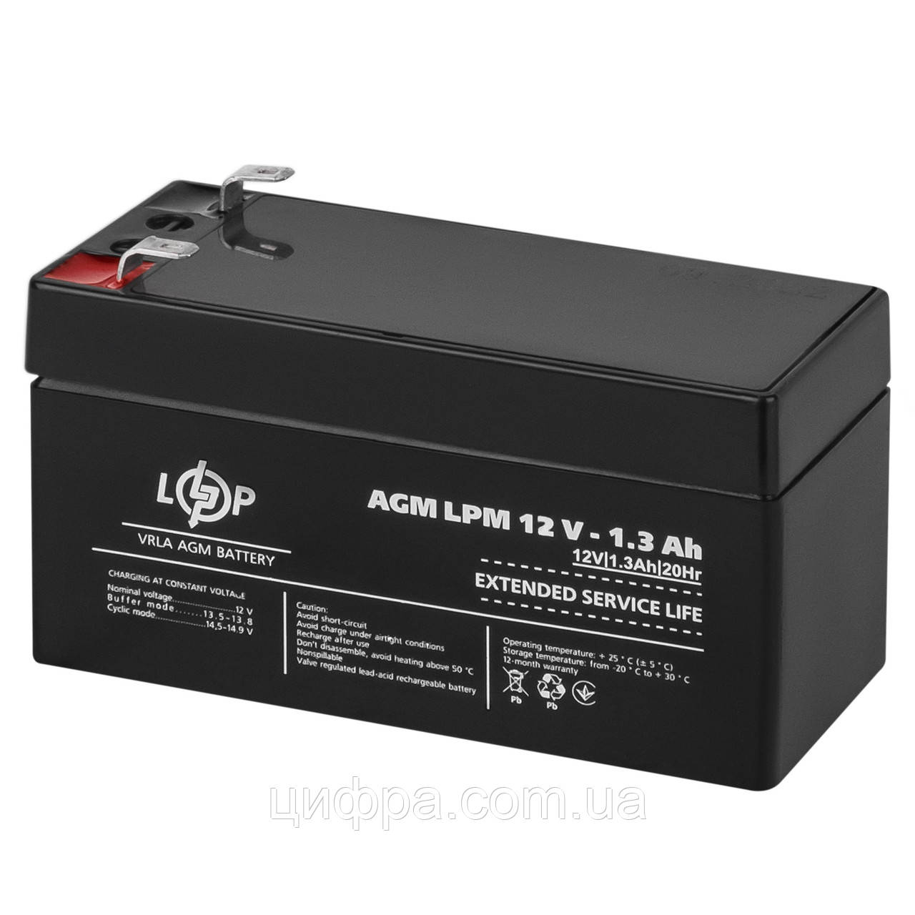 Акумулятор свинцево-кислотний LogicPower AGM LPM 12 V 1.3 Ah