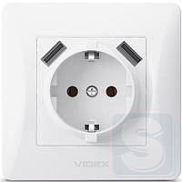 Розетка черная одинарная с заземлением и 2USB, Amazon, Германия