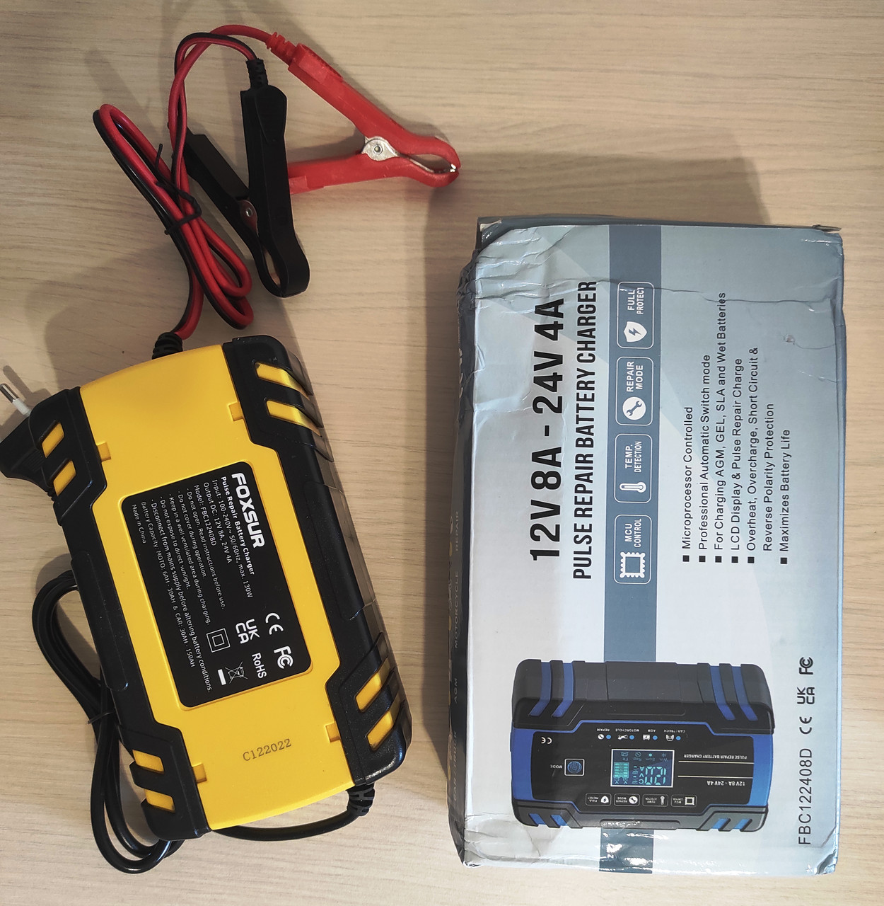 Купить Foxsur 12V/24V 8А Зарядное устройство для аккумулятора, умная ...
