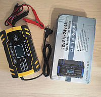 Foxsur 12V/24V 8А Зарядний пристрій для акумулятора (сумісно зі свинцево-кислотними та гелієвими АКБ)