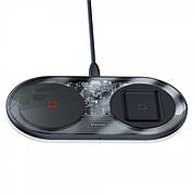 Зарядний пристрій бездротовий подвійний Qi 24Вт Baseus TZWXJK-B01