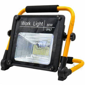 Прожектор акумуляторний 80W Solar Light W744 портативний 8000 mAh із сонячною панеллю USB IP67, фото 1