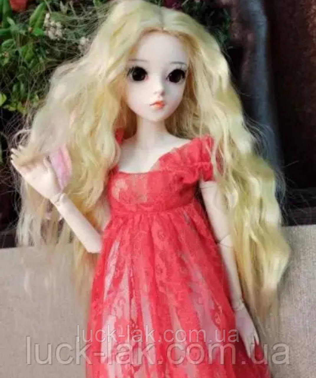 Перука для ляльки 1/3 BJD, чорного хвилястого волосся Білий