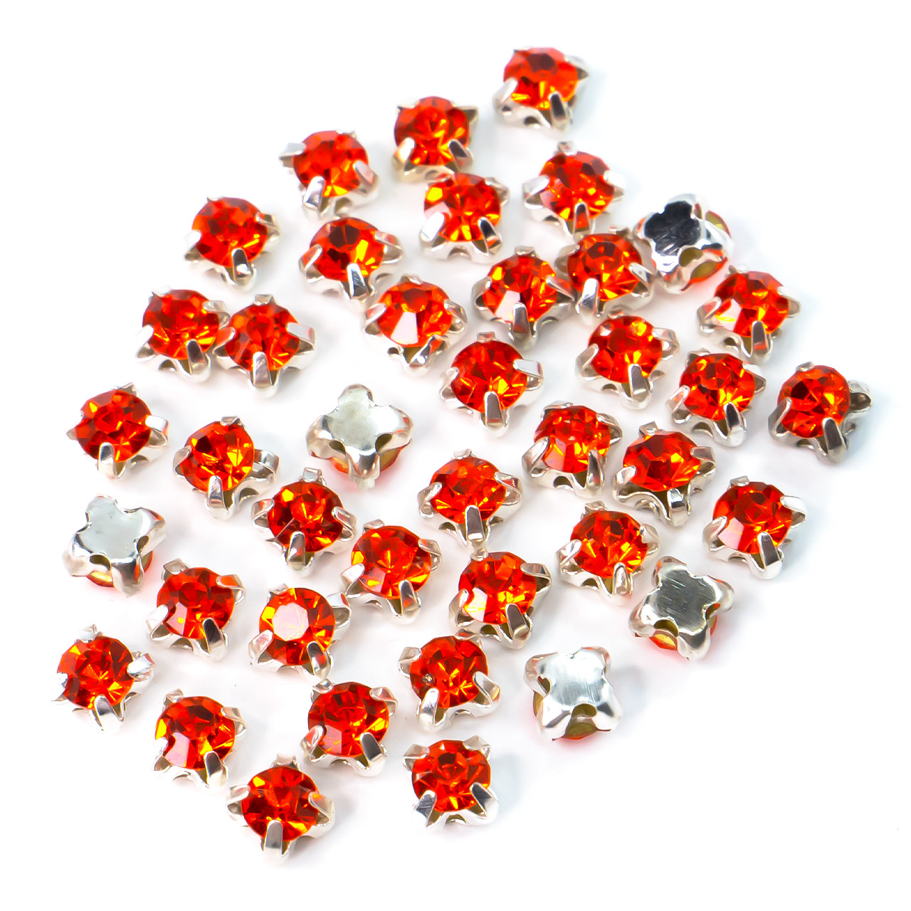 Стрази в оправі пришивні Круглі 4 мм Помаранчевий 60 шт., фото 1