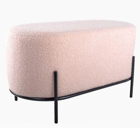 М'який овальний інтер'єрний пуф сучасний, банкетка для відвідувачів на металевому каркасі Soft Beige AMF, фото 1