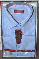 Темно-голубая классическая мужская рубашка под запонку BENDU (размеры 40,44)