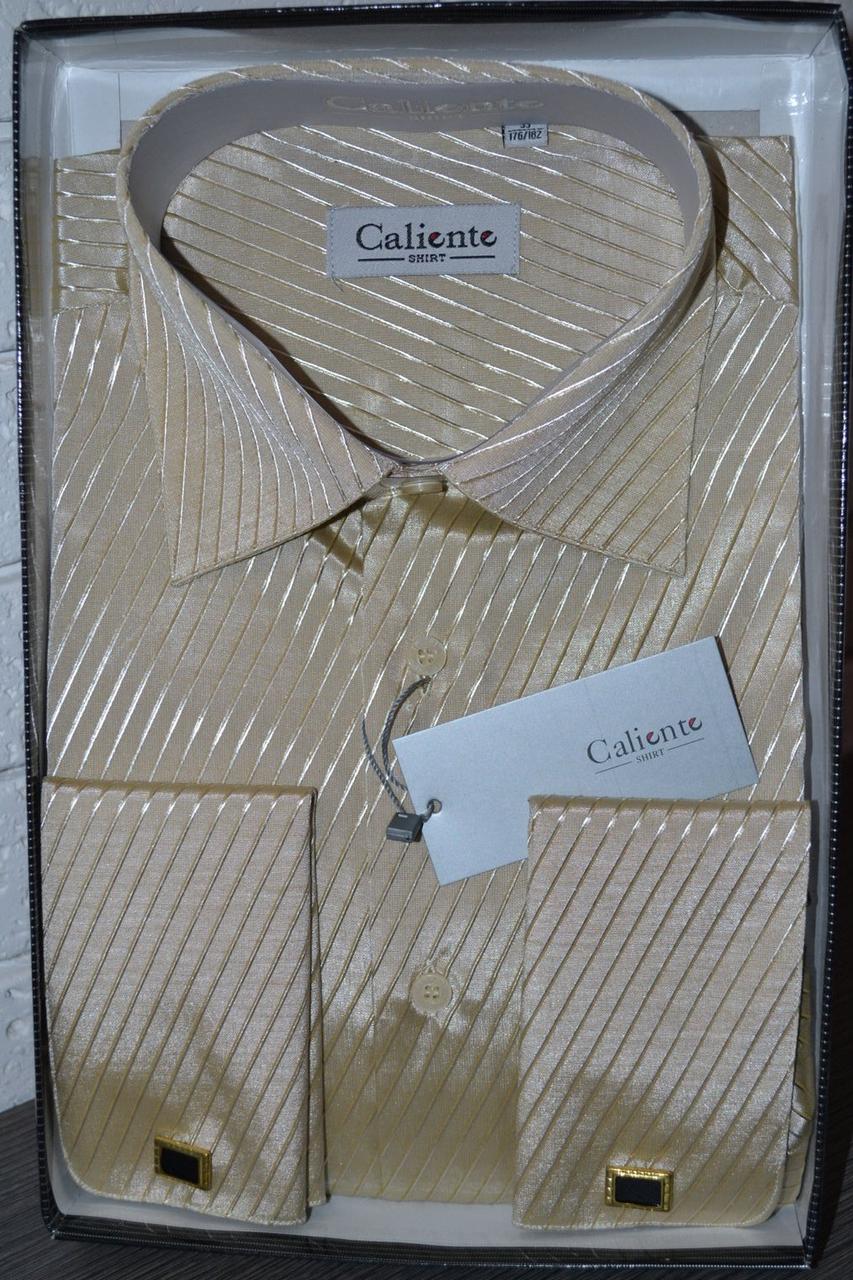 Чоловіча золотиста сорочка під запонку CALIENTE (розмір 39)