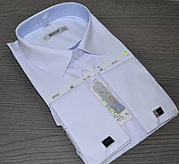 Белая приталенная рубашка с манжетами под запонку BENDU (размеры 39,42)