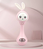 Іграшка брязкальце музична розвиваюча для малюків рожева "Зайка" Іграшки для дітей розвиваючі
