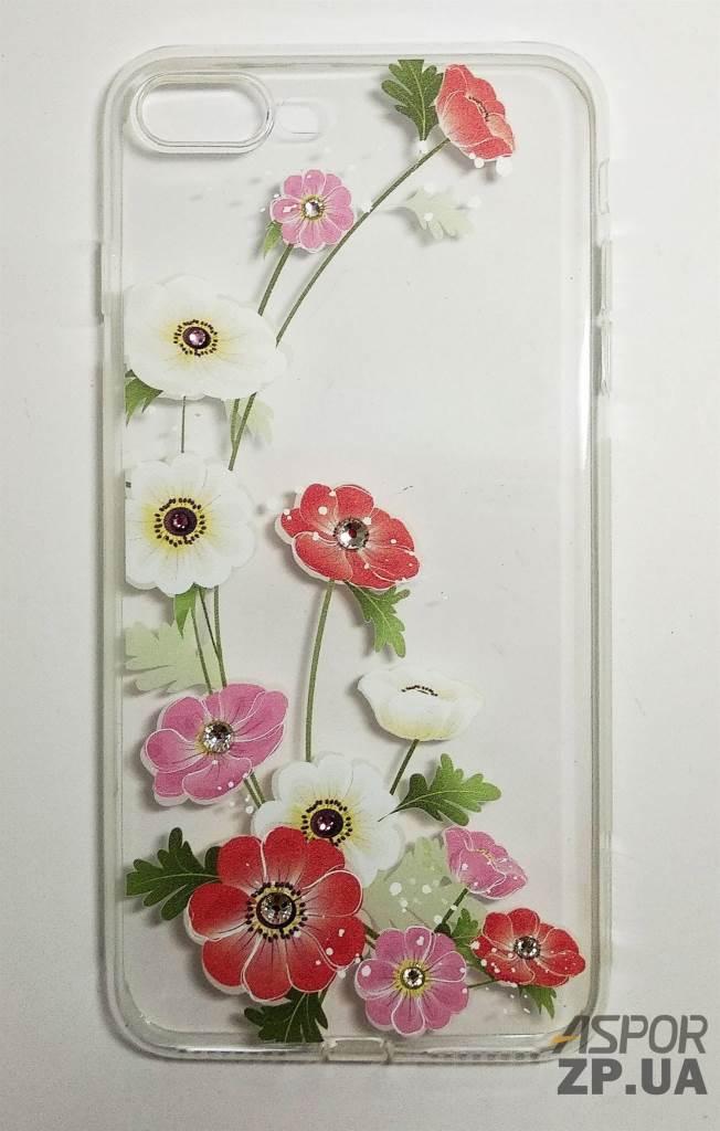 Чохол iPhone 7 Plus/8 Plus- OuCase for Aspor Swarowski Квіти різнокольорові, фото 1