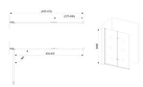 Скляна шторка для ванни AVKO Glass RDW02-J2 50+40x140 Silver, фото 5