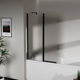 Скляна шторка для ванни  AVKO Glass W436 50+40x140 Black Frostet, фото 1