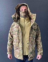 Тактична куртка зимова мультикам теплий бушлат для військових та фліска тактично зимова куртка мультикам ЗСУ