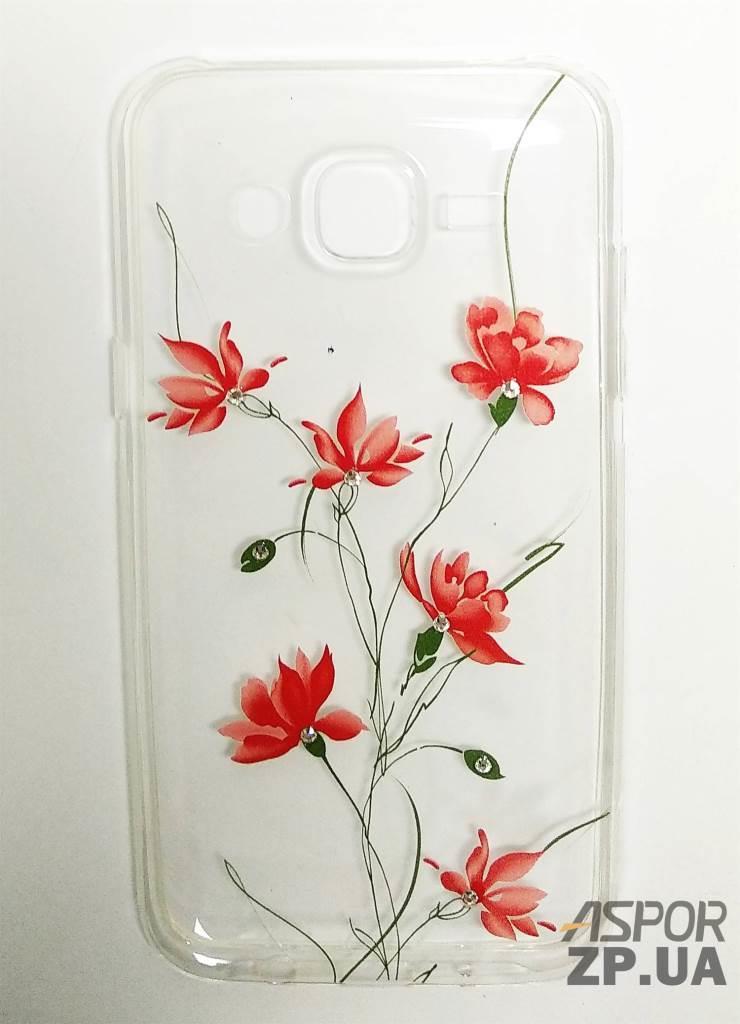 Чохол Samsung J500/J5 2015- OuCase for Aspor Swarowski Квіти червоні, фото 1