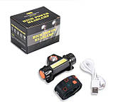 Ліхтар налобний YB-101 COB+LED із вбудованим акумулятором, usb зарядка, магніт, фото 2