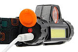 Ліхтар налобний YB-101 COB+LED із вбудованим акумулятором, usb зарядка, магніт, фото 3