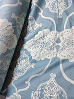 Матрацна тканина Полікотон Вензель сіро - блакитний