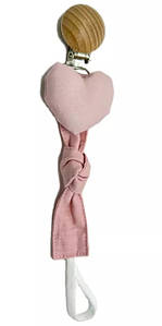 Тримач стрічка для пустушок, ніблеру Mommy Bag Рожева із серцем для дівчинки 1 шт