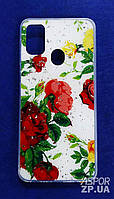 Чохол Samsung M30S/M307/M21/M215- Glitter №2 Червоні квіти