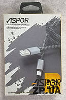 USB кабель Aspor A131L Micro 2.1A/2м- графіт