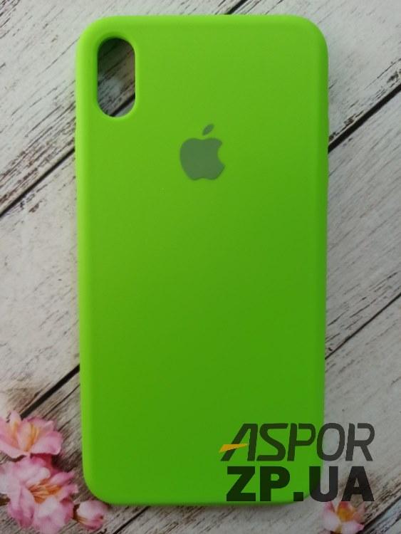 Чохол iPhone XS Max- Silicone Case Full Cover салатовий, фото 1
